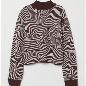 H&M Brown and White Patterned Sweater